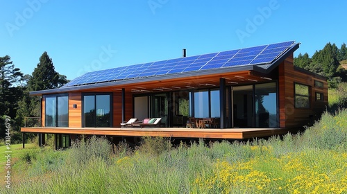 Eco-friendly home design featuring solar panels