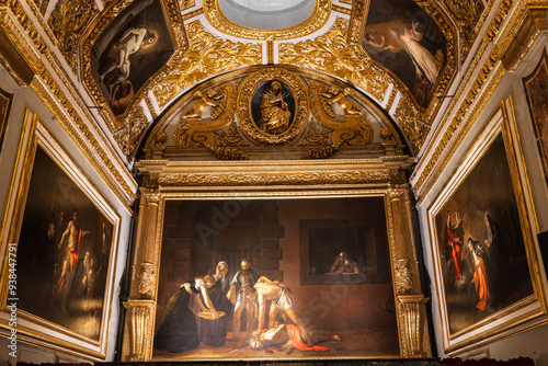 23 Mar 2023. Malta, Valletta. St. John's Co-Cathedral. Interior. Painting by Caravaggio: The Beheading of St. John the Baptist.