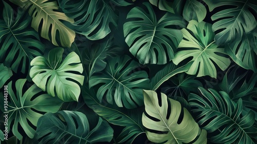 Wallpaper Mural A close up of green leaves with a lot of detail Torontodigital.ca