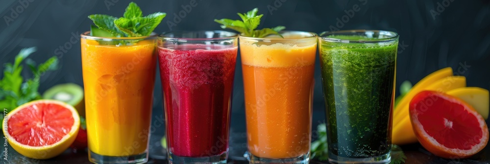 Vibrant Juice Mix of Fruits and Vegetables in a Glass Vibrant Juice Mix of Fruits and Vegetables in a Glass