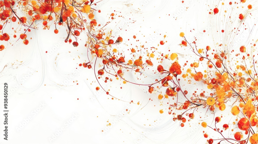 Obraz premium A painting of a tree with orange and white colors.