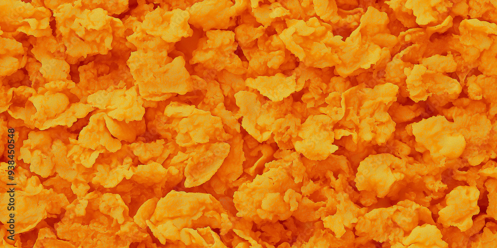 A vibrant seamless pattern of crispy, golden cornflakes, offering a textured and crunchy look, perfect for breakfast-themed backgrounds or packaging. A vibrant seamless pattern of crispy, golden cornflakes, offering a textured and crunchy look, perfect for breakfast-themed backgrounds or packaging.