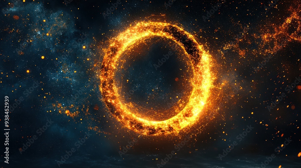 A black hole is in the center of a galaxy. A black hole is in the center of a galaxy.