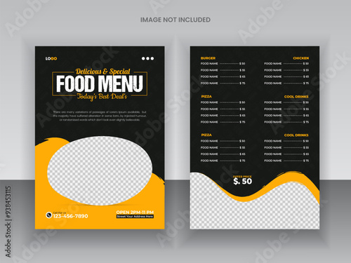 Spicy Delicious Restaurant Food Menu Design appetizer Template healthy food flyer and restaurant menu card design and bifold brochure design template