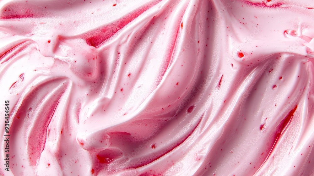 Close-up of pink swirl with red flecks. Close-up of pink swirl with red flecks.