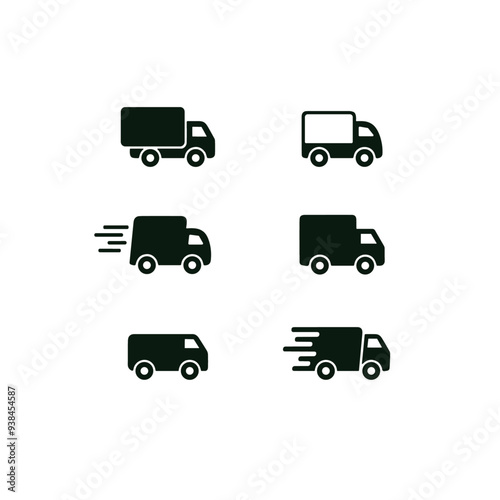 Delivery truck icon set logo flat vector design