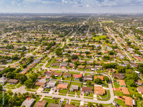 Aerial drone photo of a residential neighborhood