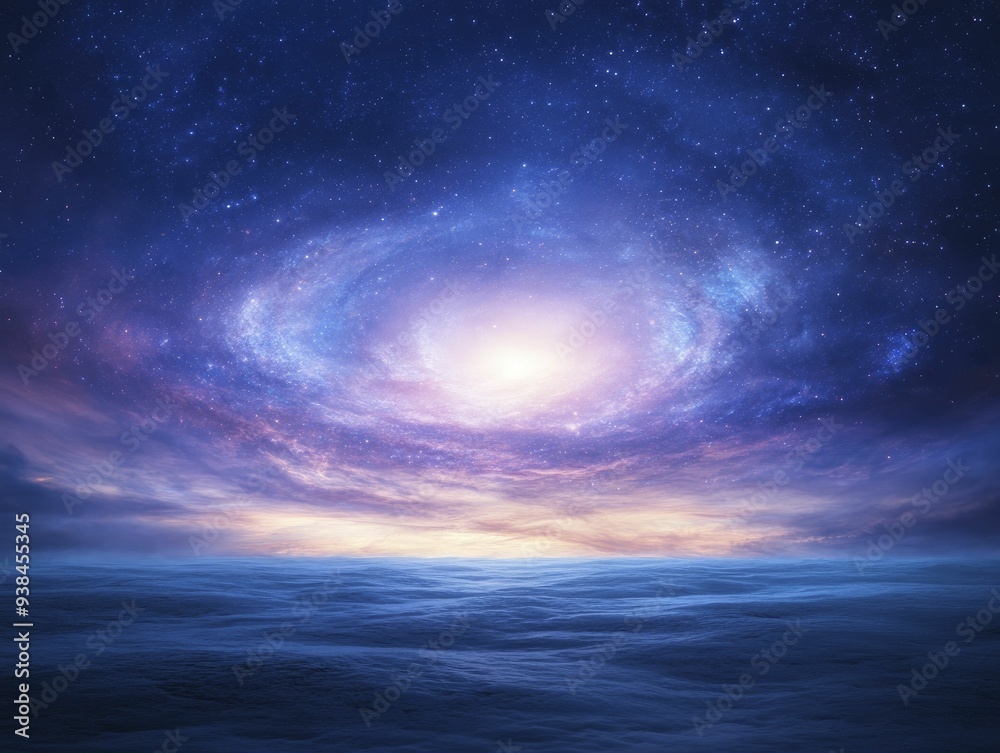Fototapeta premium A surreal landscape where galaxies swirl in a luminous ballet, illustrating the boundless beauty of the universe's spectrum.