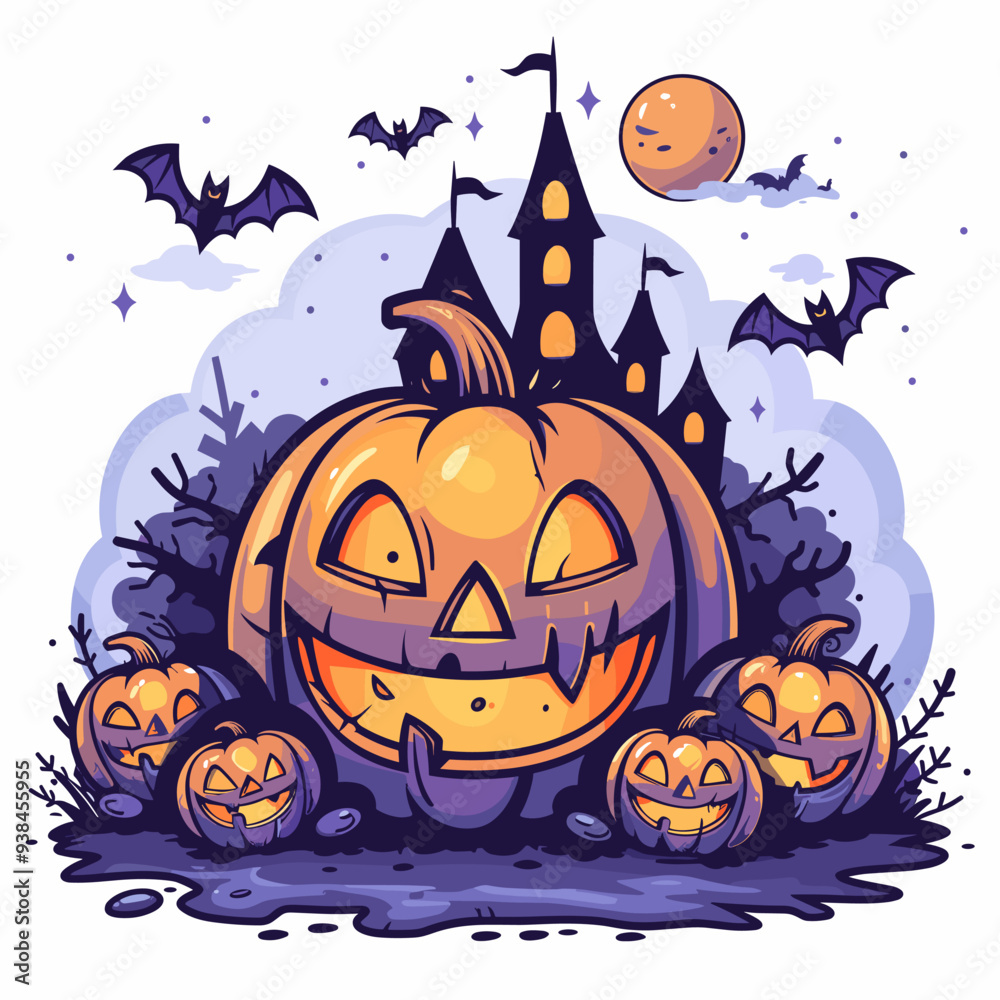 Halloween pumpkin vector illustration. Jack o lantern in cartoon style. Halloween pumpkin vector illustration. Jack o lantern in cartoon style.