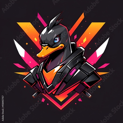 Cyberpunk Duck Mascot Illustration photo