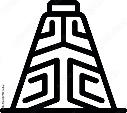This minimalist vector illustration represents a mayan pyramid, evoking the historical and cultural significance of this pre columbian civilization