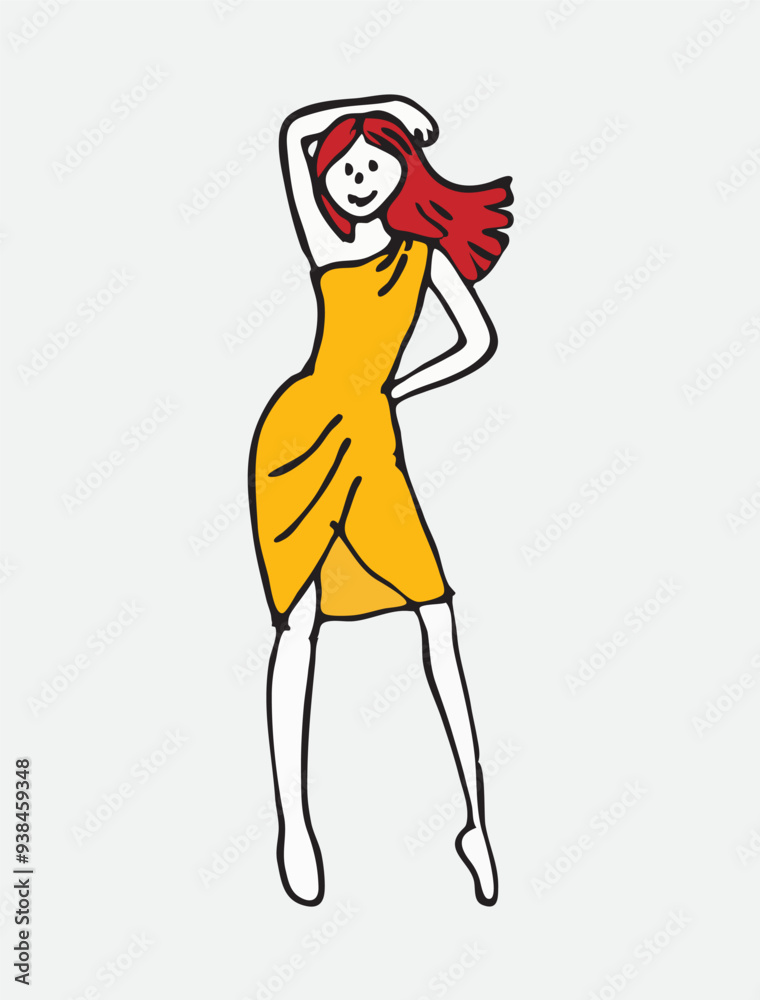 Playful Yellow Dress Minimalist Fashion Illustratio Playful Yellow Dress Minimalist Fashion Illustratio