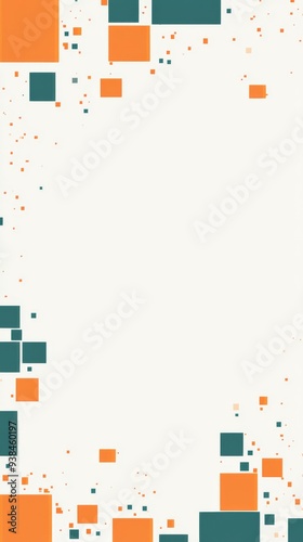 Minimalist White Background with Green and Orange squares 