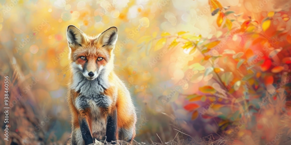 Obraz premium Young fox on its feet and observing