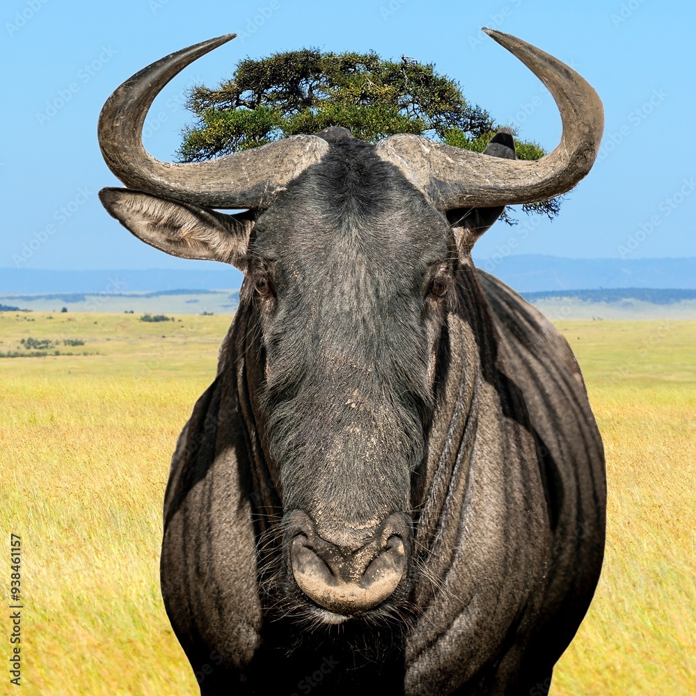Obraz premium Wildebeest Staring Intensively