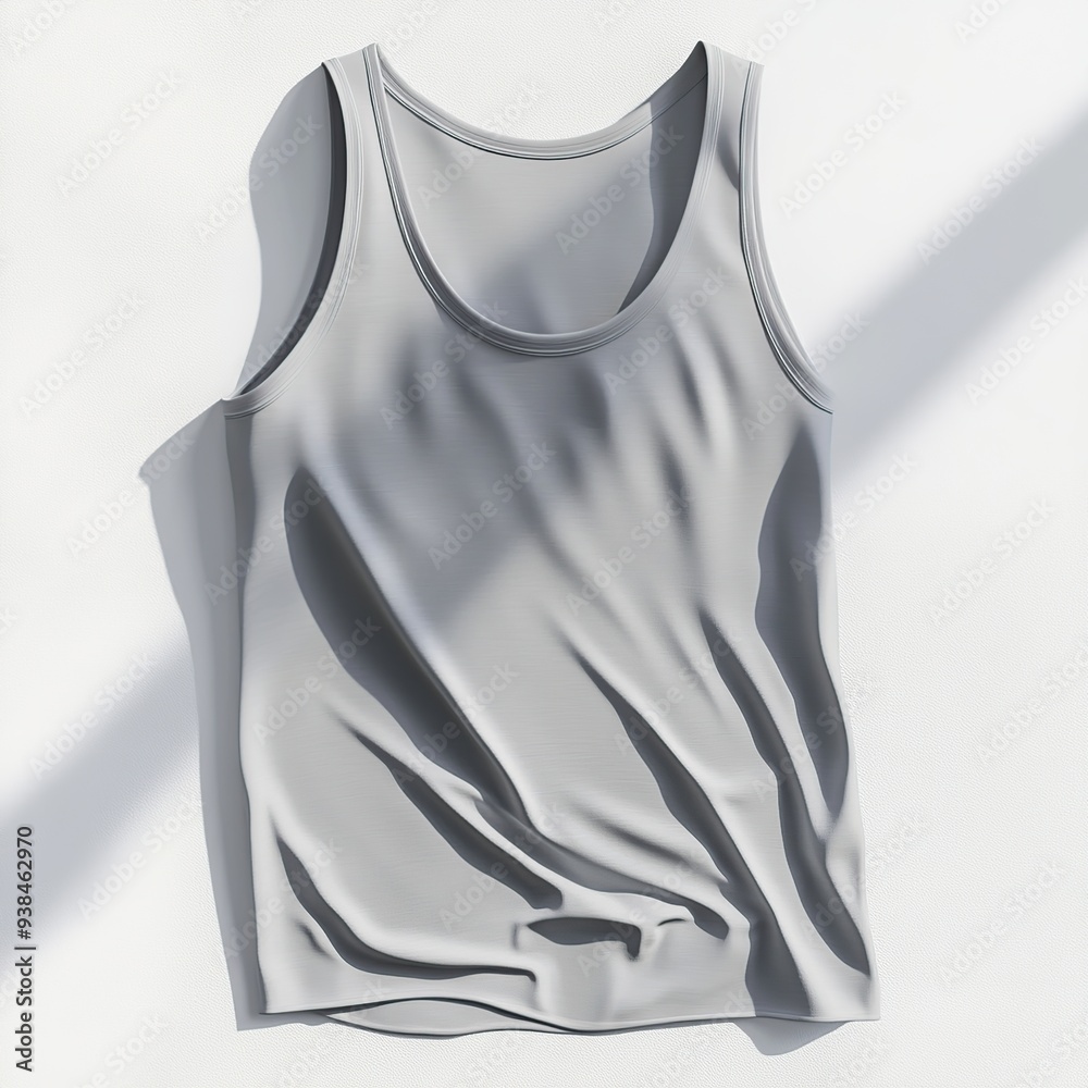 Wrinkled gray sleeveless t-shirt mockup isolated on a white background. Wrinkled gray sleeveless t-shirt mockup isolated on a white background.
