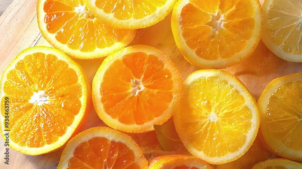 Fresh Oranges and Lemons Arranged on Wooden Surface Fresh Oranges and Lemons Arranged on Wooden Surface