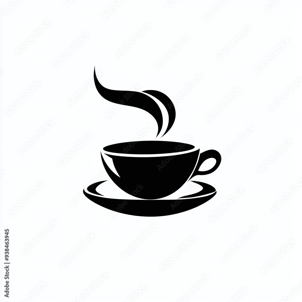 black vector icon of a cup of coffee, isolated on white background black vector icon of a cup of coffee, isolated on white background