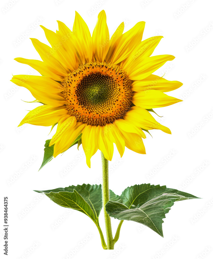 Fototapeta premium PNG Sunflower blooming on white backdrop