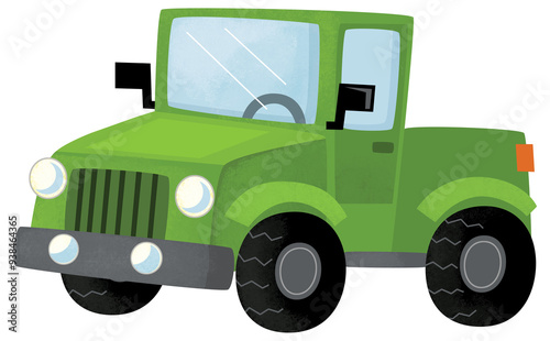 cool looking cartoon terrain offroad car vehicle transportation isolated illustration for kids photo