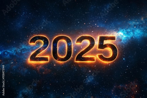 A glowing, star-filled image represents the year 2025