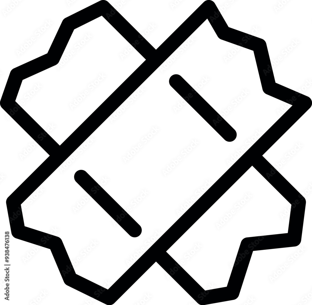 Line drawing of two cardboard pieces crossing, evoking recycling and packaging concepts Line drawing of two cardboard pieces crossing, evoking recycling and packaging concepts