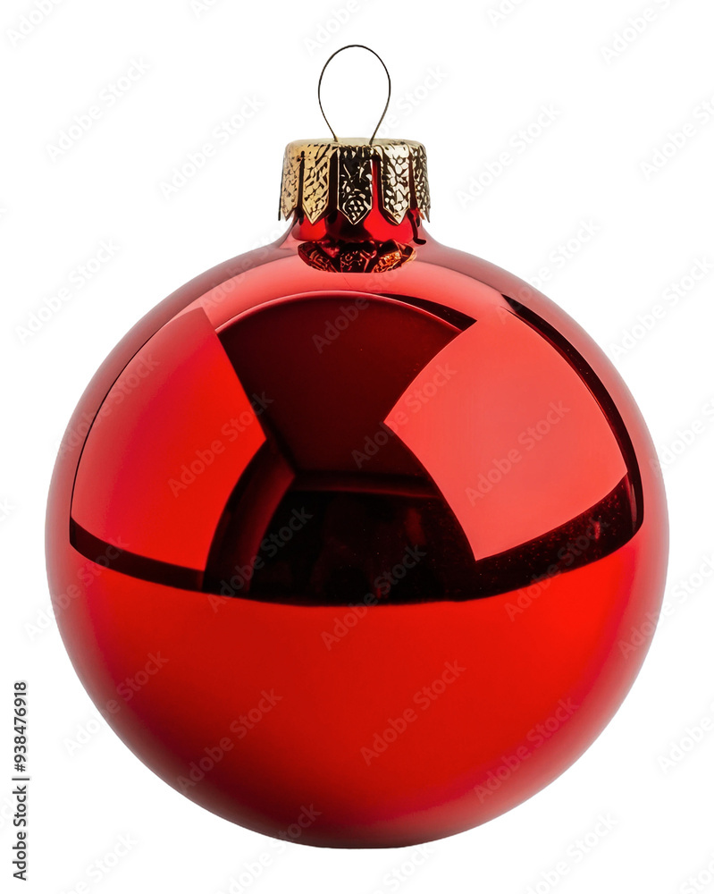 PNG Shiny red Christmas ornament on a white background