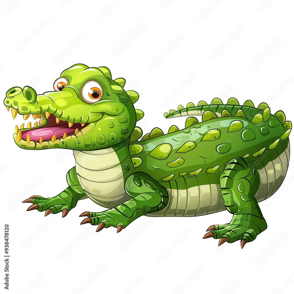 Fototapeta premium Crocodile Wood element animal cartoon isolated whitebackground 16:9