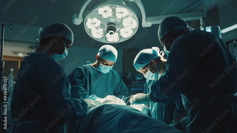 Medical Team Performing Surgical Operation in Modern Operating Room. Medical professionals working together in a hospital setting, including a doctor, nurse, and patient. Medical Team Performing Surgical Operation in Modern Operating Room. Medical professionals working together in a hospital setting, including a doctor, nurse, and patient.