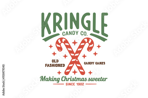 Kringle Candy Co, Retro Christmas Sign T shirt design