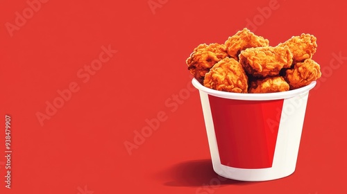 A simple clipart of a bucket of fried chicken, with space for promotional content on a clean background.