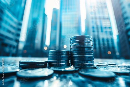 euro coins on a blue background