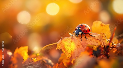 Ladybug isolated on autumn background