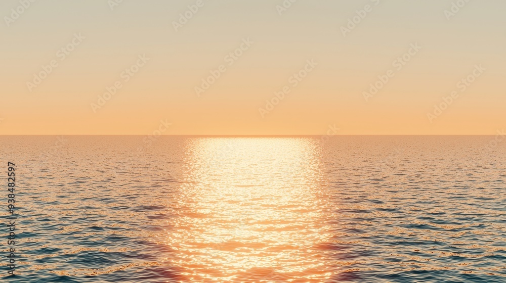 Fototapeta premium Golden Sunset Reflecting on Ocean Water