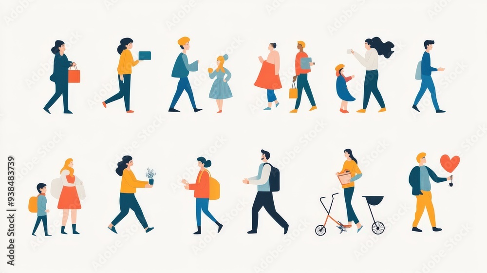 Icons of people participating in community and social activities. Icons of people participating in community and social activities.