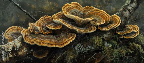 Trametes Versicolr Is A Common Polypore Mushroom photo