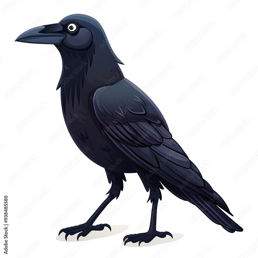 Fototapeta premium Crow Void/Space element animal cartoon isolated whitebackground 16:9