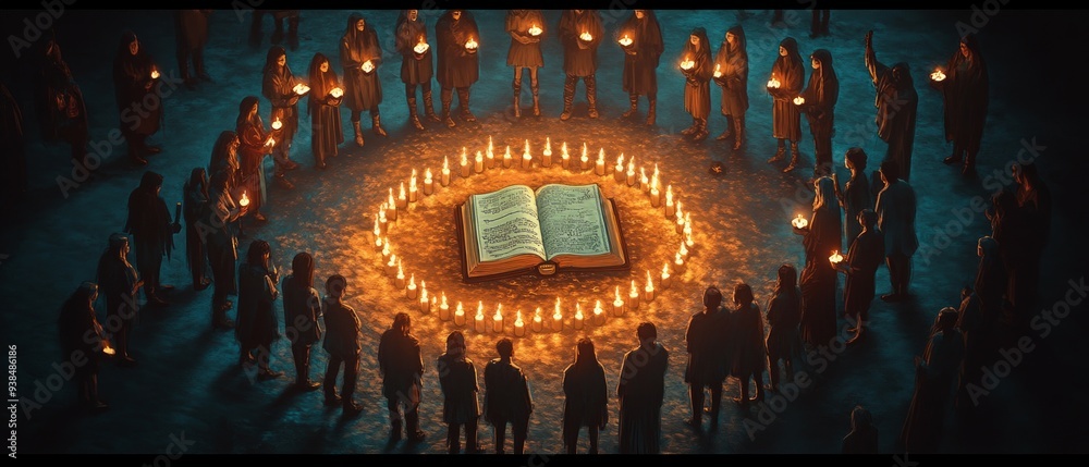 Obraz premium Book of Shadows Mystic Gathering Wicca Religion Spiritual Symbol