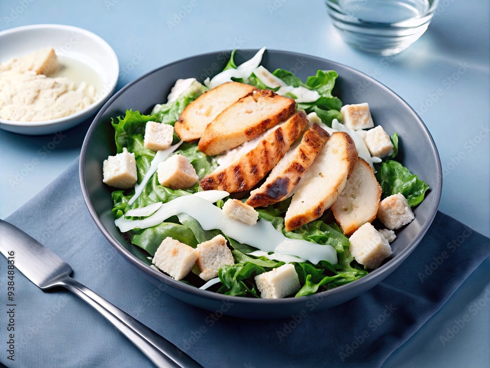 Caesar salad with grilled chicken and Parmesan cheese Caesar salad with grilled chicken and Parmesan cheese
