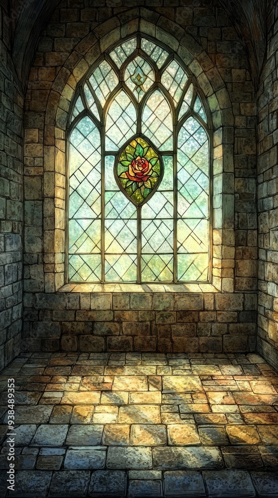 Fototapeta premium Mystic Rose Gothic Window Rosicrucianism Religion Spiritual Symbol