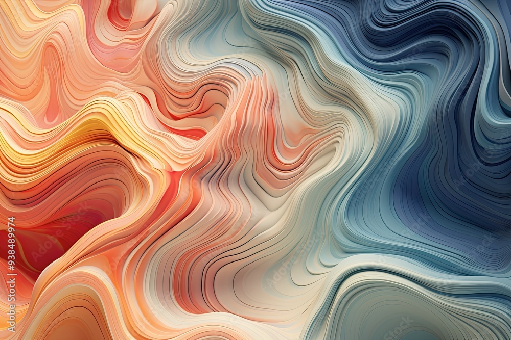 Obraz premium A vibrant abstract organic form that blends fluid, realistic, and fantastical elements. Ultra-detailed textures and bold, dynamic lines create an intricate, captivating composition. Abstract colorful 