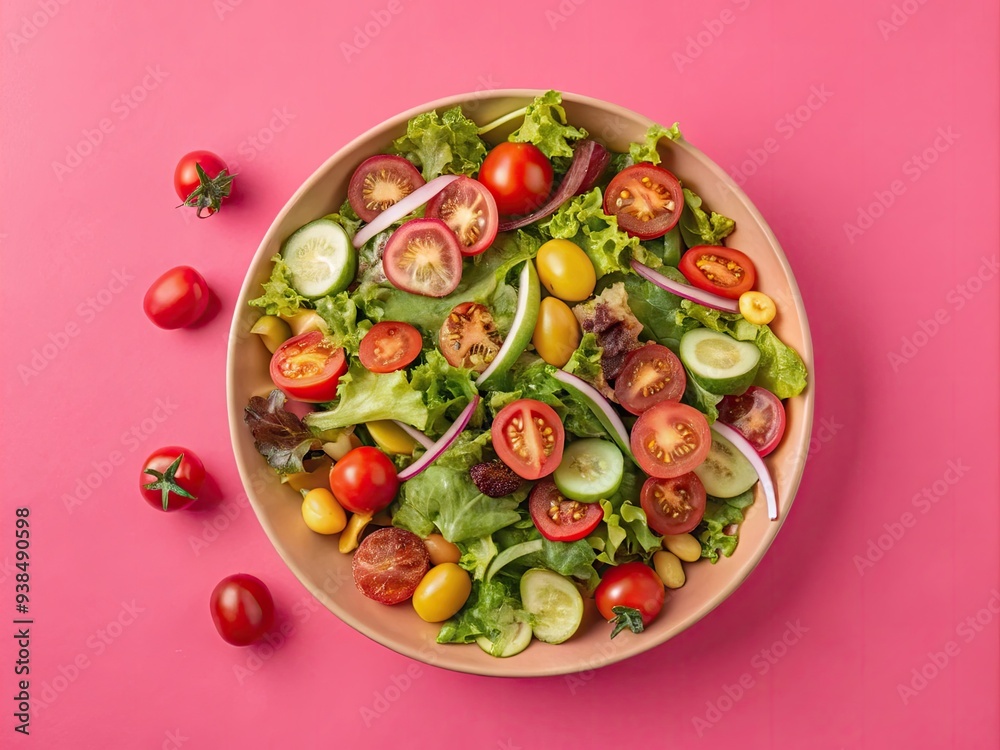 Freshly made salad with mixed greens and cherry tomatoes Freshly made salad with mixed greens and cherry tomatoes