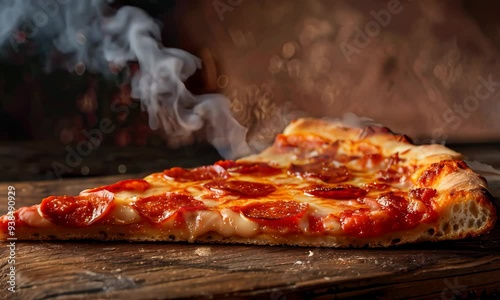 Discover the irresistible charm of a perfectly cooked slice of pepperoni pizza