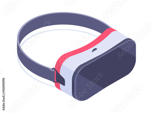 Isometric virtual reality glasses. Modern technology electronic gadget, isometric computer games portable VR device 3d vector illustration. Augmented reality accessory