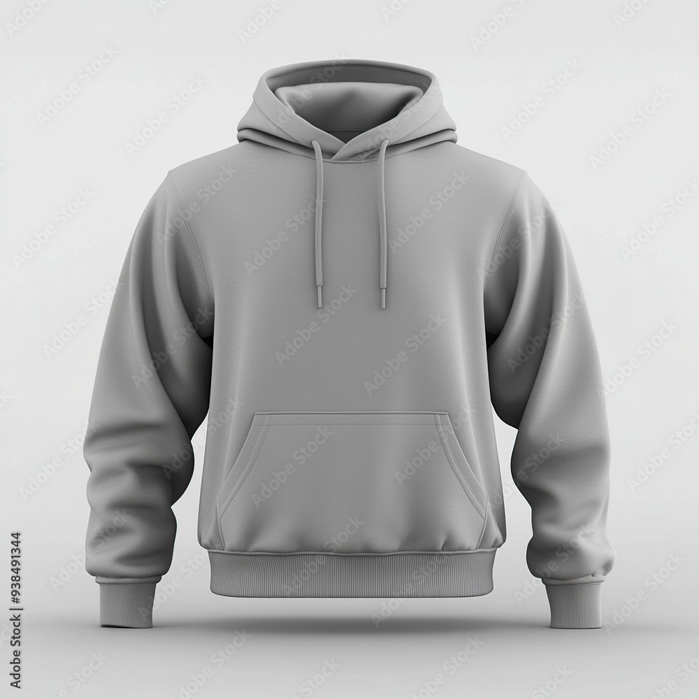 Gray hoodie with a pocket on a white background. Gray hoodie with a pocket on a white background.