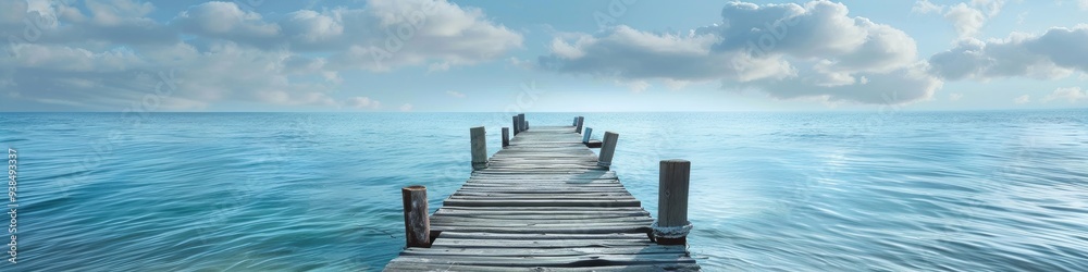 Wooden pier reaching into the ocean with ample open space, a vintage abandoned dock or patio overlooking a serene blue lake, and a rustic jetty aged bridge or waterfront wharf beside a quiet lakeshore Wooden pier reaching into the ocean with ample open space, a vintage abandoned dock or patio overlooking a serene blue lake, and a rustic jetty aged bridge or waterfront wharf beside a quiet lakeshore