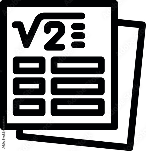Math test paper with a square root problem at the top represents a mathematics exam and education