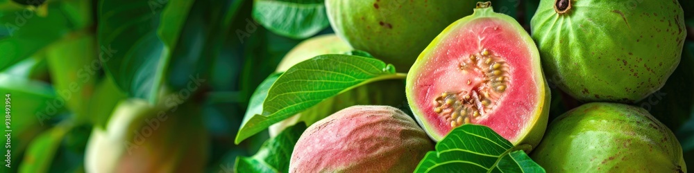 Freshly harvested guava fruit from the garden Freshly harvested guava fruit from the garden