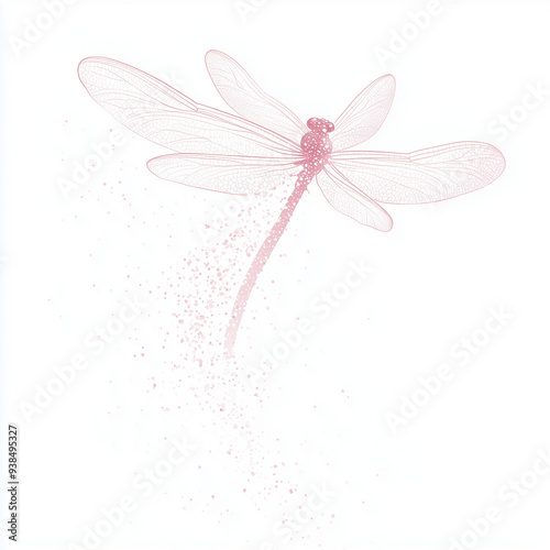 Minimalist Line Art of a Dragonfly Zooming with Grace: Duplicate Revitalized photo