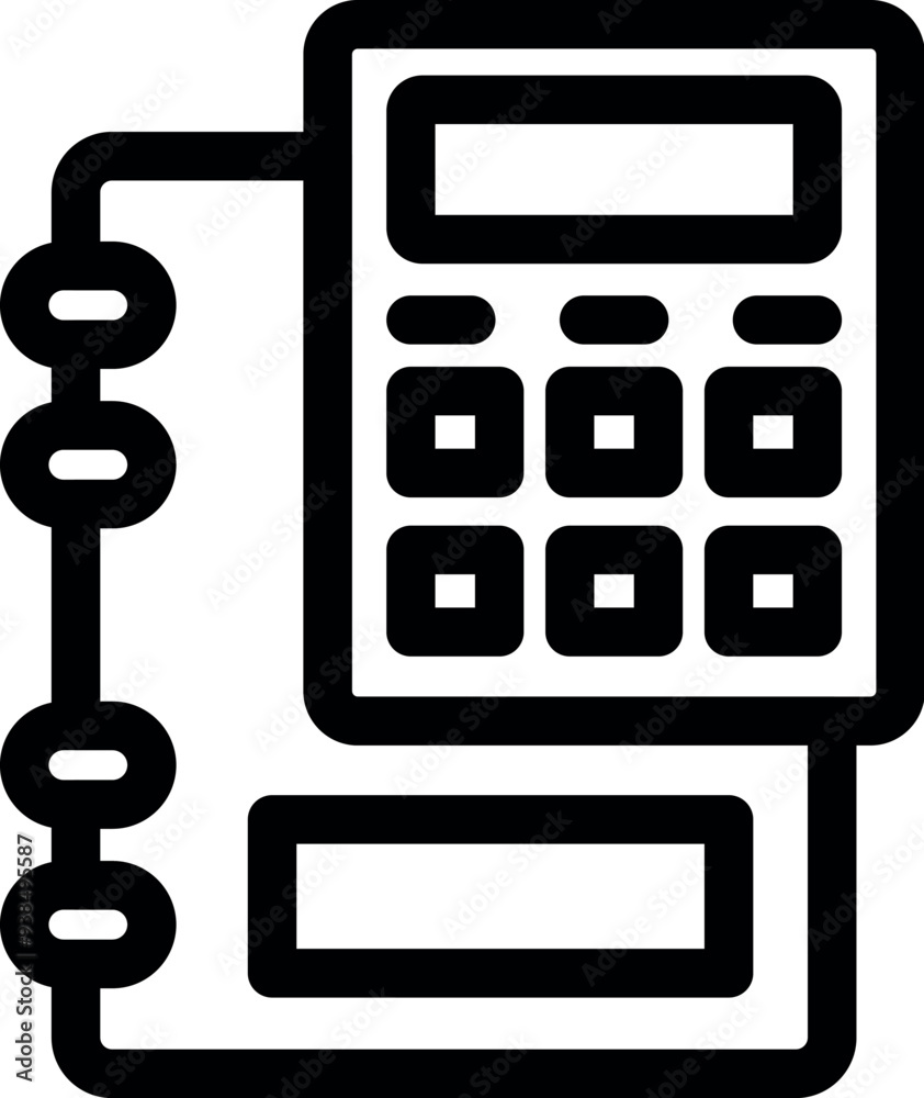 Stylized icon of an accountant working on personal finances, using a calculator and a notebook for budgeting and expense tracking Stylized icon of an accountant working on personal finances, using a calculator and a notebook for budgeting and expense tracking